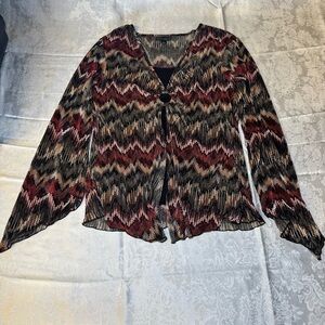 Brittany Black Chevron Blouse - Red, Black, Cream